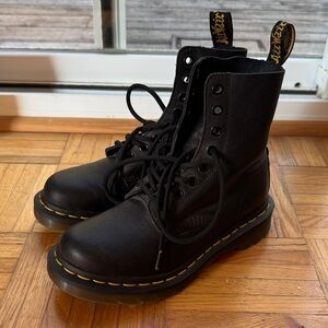 Dr. Martens Black Boots with Yellow Stitching
